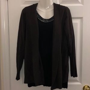 Dark Brown Long Sleeve Cardigan.